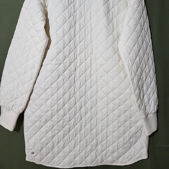 Unworn Zella Longline Water Resistant Quilted Bomber Jacket in Ivory Egret - Picture 6 of 8